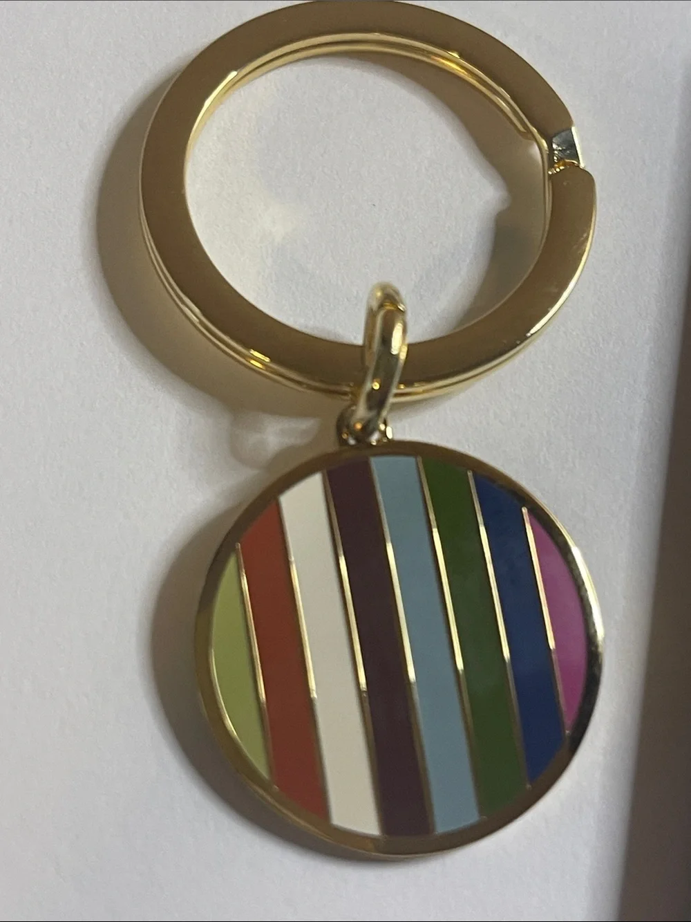 Coach Legacy Gold-Tone Multicolor Striped Enamel Keyring and Coach Pen